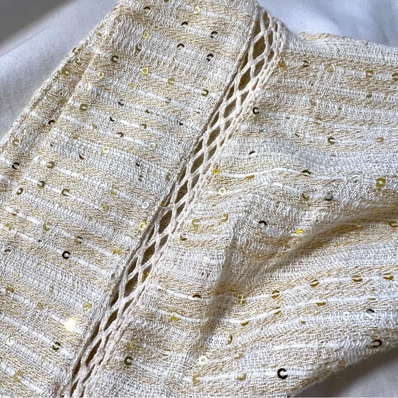 SOFT SURROUNDINGS Womens Large Glamour Topper Gold Sequin Open Cardigan 2CE04 - Picture 7 of 8